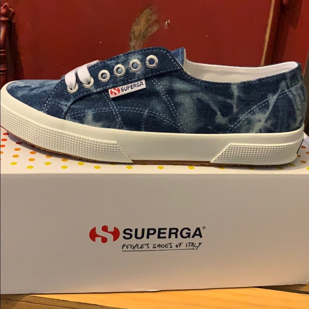 SUPERGA Tie dyed Blue Denim Sneakers